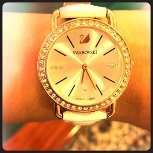 Swarovski white and rose gold watch